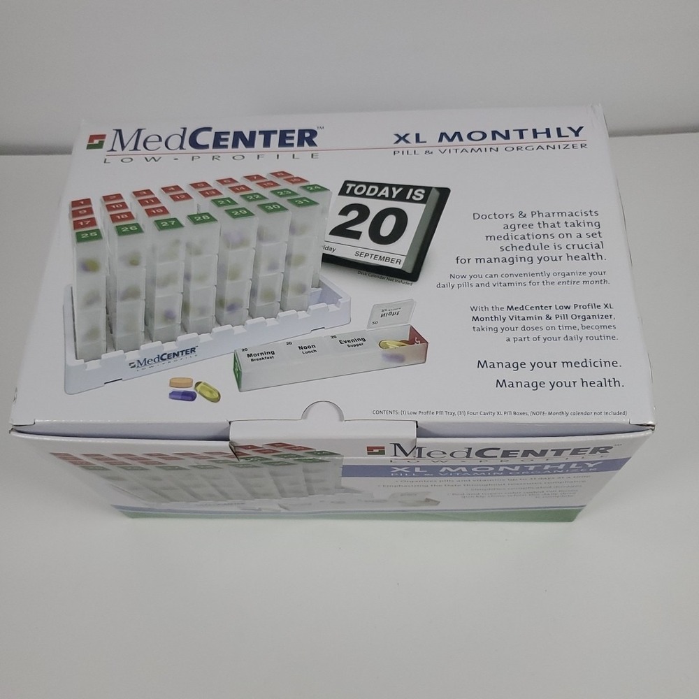 FSA HSA Eligible Monthly Pill Box Organizer, 4 Times a Day, Extra Large 31 Da...